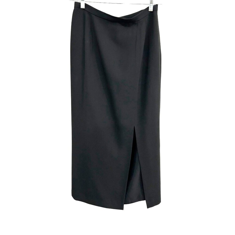Vintage 90s Adrianna Papell Black Evening Long Skirt Front Slit Sz 14P